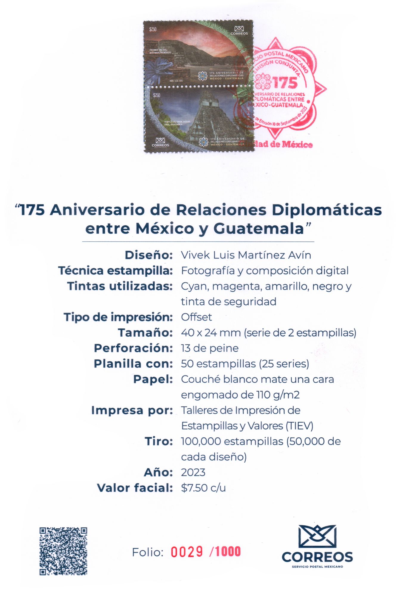 Correosclic 175 Aniversario De Relaciones Diplomáticas Entre México Y Guatemala 7476