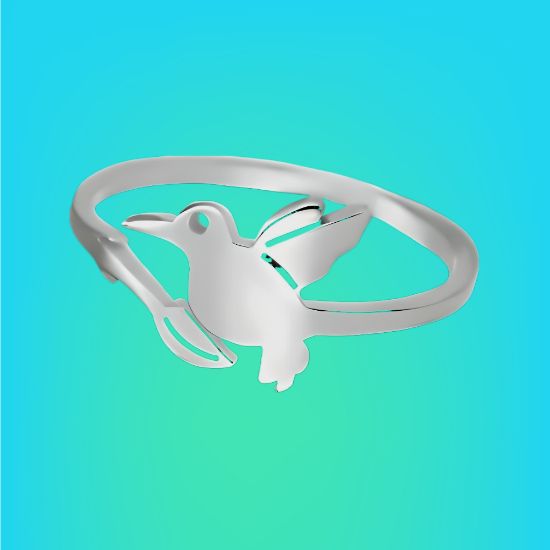 Imagen de  1 Anillo ACERO Colibri Con Rama Mediano M4 Ajustable Acero Color Plata 