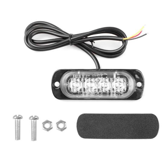 Imagen de Luz estroboscópica roja advertencia coche camión moto barra de luz intermitente 12V 4 Led auto