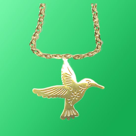 Imagen de 1 Dije Colibri Grande 40x35mm Acero Color Dorado  Alta Durabilidad Simbolo de Gran Amor en Collar 45+5cm Largo  Ajustable CUPF&=