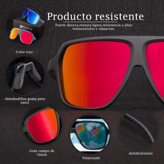 Imagen de Gafas ciclismo rojo negro moto deportes protección polarizadas lentes deportivas pesca filtro UV