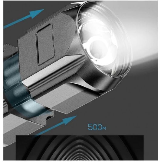 Imagen de Linterna portátil luz fuerte lampara táctica recargable Zoom iluminación exterior LED negro usb