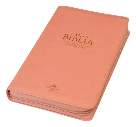 Imagen de Biblia con Cierre Letra Grande 12 puntos RV1960 imit piel rosa