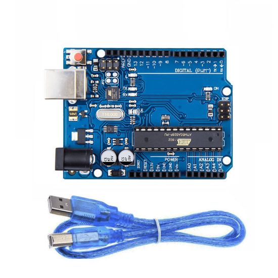 Imagen de UNO R3 con cable USB compatible con Arduino