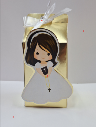 Imagen de Cajita  de cartón para regalo y recuerdos de fiesta dorada