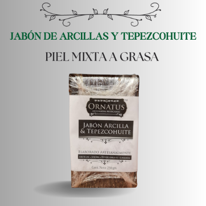 Imagen de Jabón de arcillas y tepezcohuite (piel mixta a grasa) 230 grs.