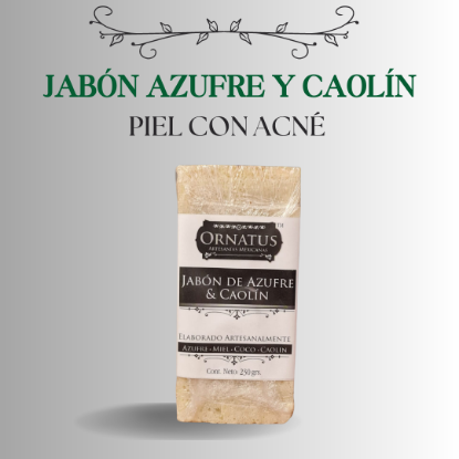 Imagen de Jabón de azufre y caolín (piel con acné) 230 grs.