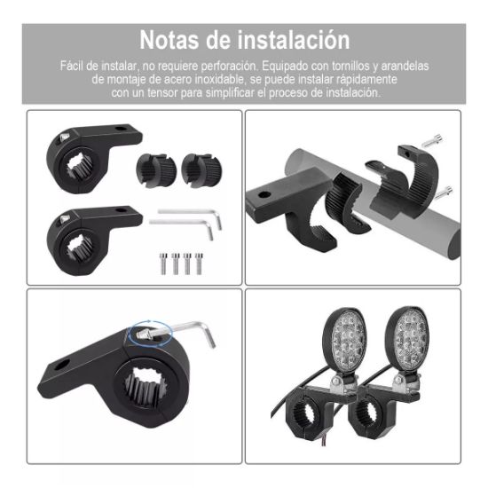 Imagen de Soporte base de luz faro motocicleta abrazadera horquilla antiniebla soporte foco auxiliar metal 