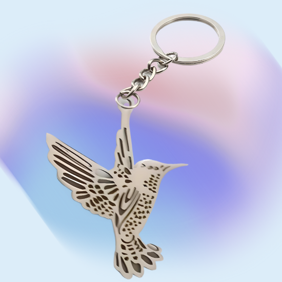 Imagen de 1 Dije Colibri M3 Grande 40x35mm Acero Color Plata  Alta Durabilidad Simbolo de Gran Amor en en LLavero CUPF&=