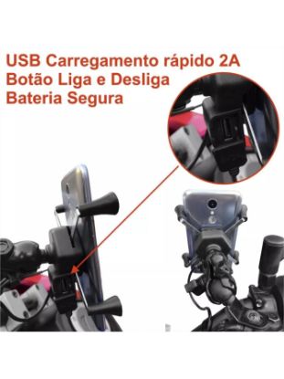 Imagen de Soporte universal de telefono movil con USB 2A para motocicleta