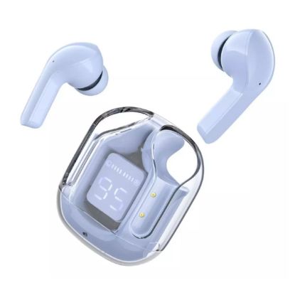 Imagen de Audífonos auriculares inalámbricos azul Bluetooth micrófono LED pantalla pantalla sonido estéreo