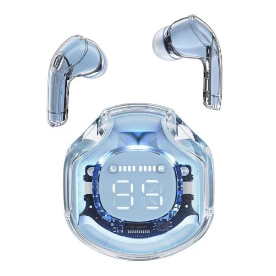 Imagen de Audífonos azul audio inalámbricos Bluetooth diadema deportivos juegos manos libres táctil led luz