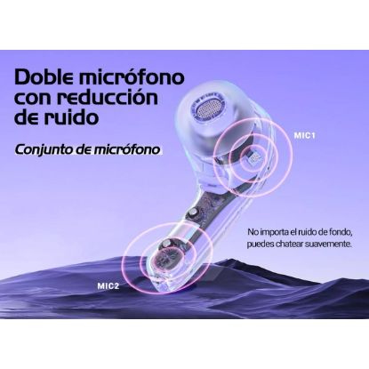 Imagen de Audífonos azul audio inalámbricos Bluetooth diadema deportivos juegos manos libres táctil led luz