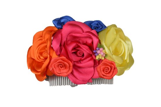 Imagen de tocado en peineta flores hechas a mano 