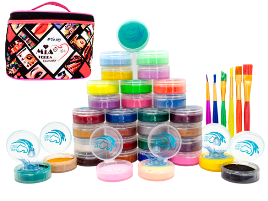 Imagen de Kit de 35 Pzas Maquillaje Pintacaritas Base Agua Disfraz BodyPaint Mia Terra Cosmetics