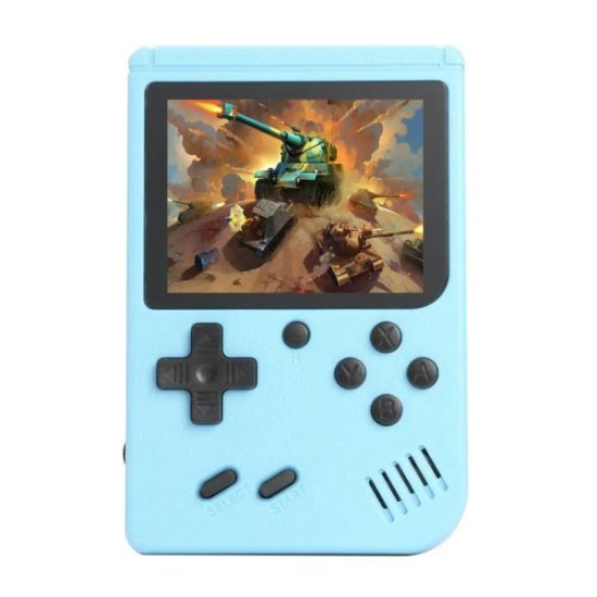 Imagen de Mini consola portátil retro videojuegos color azul LCD 3" 500 juegos recargable usb gamer portatil