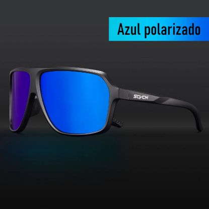Imagen de Gafas ciclismo azul negro moto deportes protección polarizadas lentes deportivas gafas filtro solar