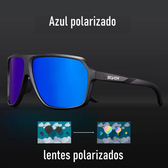 Imagen de Gafas ciclismo azul negro moto deportes protección polarizadas lentes deportivas gafas filtro solar