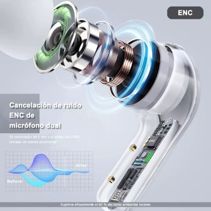 Imagen de Audífonos Inalámbricos Bluetooth 5.3 Transparente Auriculares Microfono deportivos Música celular