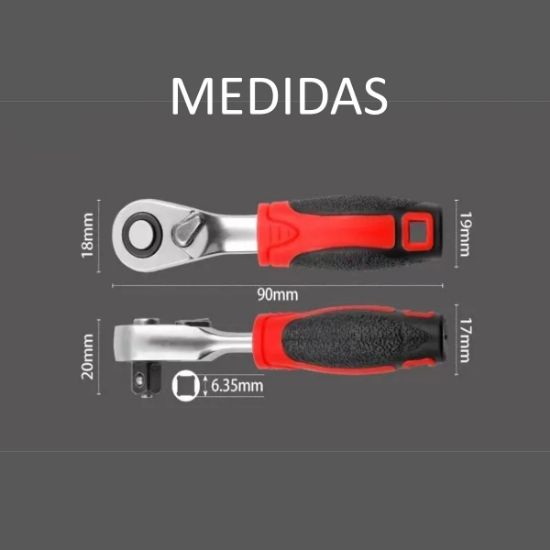 Imagen de Matraca trinquete destornillador Mini llave 1/4-6,35mm mango enchufe cabeza herramientas reparación