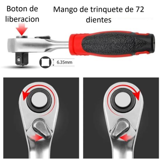 Imagen de Matraca trinquete destornillador Mini llave 1/4-6,35mm mango enchufe cabeza herramientas reparación