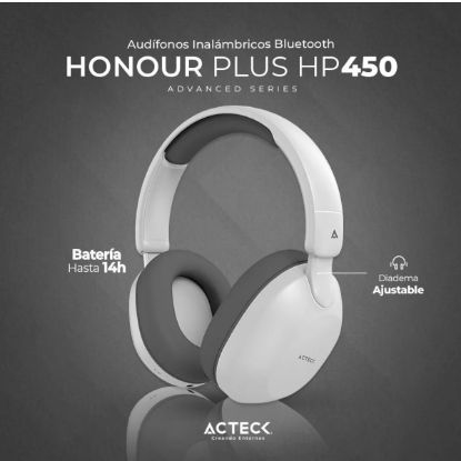 Imagen de Acteck Audífonos con Micrófono Honour Plus HP450, Bluetooth, Inalámbrico, USB-C, Blanco