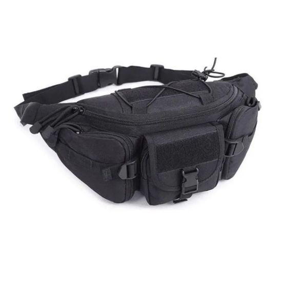 Imagen de Cangurera bolso mochila táctica negro moto pecho táctico resistente desgaste ciclismo riñonera
