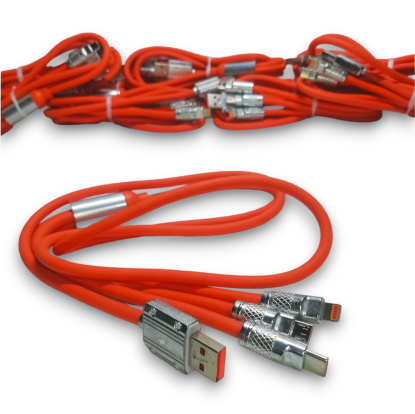 Imagen de Cable de Datos USB 3 en 1 Carga Super Rápida Aleación de Zinc Cargador iPhone Samsung Huawei Xiaomi