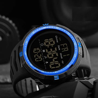 Imagen de Reloj deportivo sumergible azul pulsera digital contra golpes alarma resistente agua led
