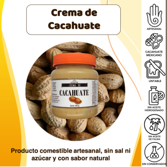 Imagen de Crema Artesanal de Cacahuate (270 g)